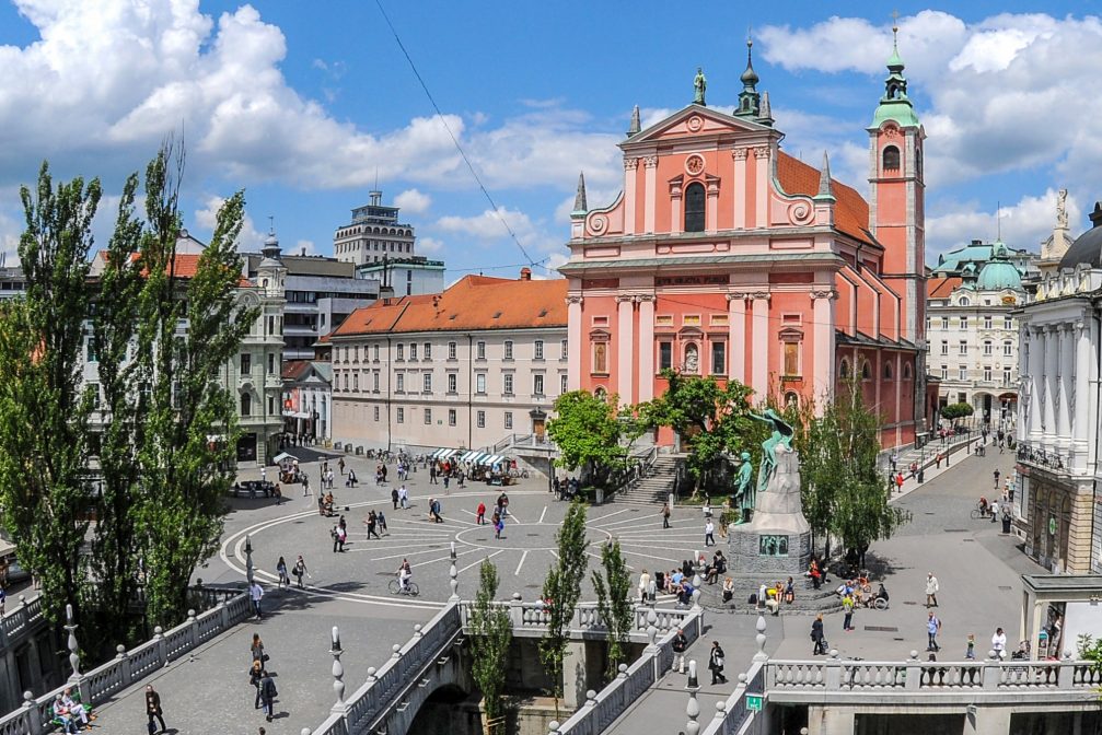 Preseren Square in Ljubljana, the capital city of Slovenia