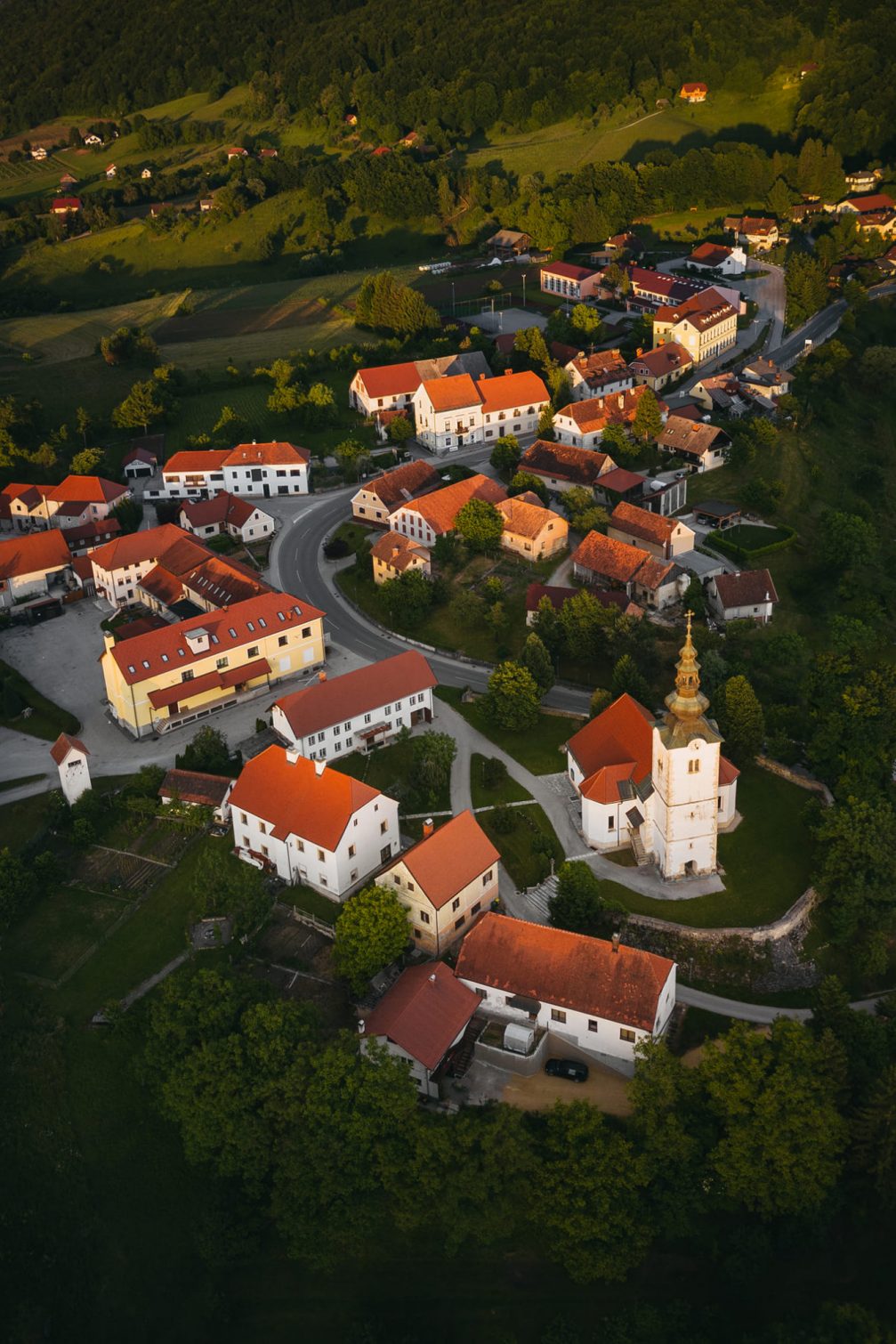 Aerial view of Bistrica Ob Sotli in the Kozjansko and Obsotelje region in eastern Slovenia