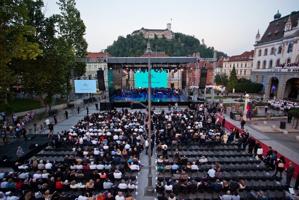 Congress Square in Ljubljana during the Independence Day celebration