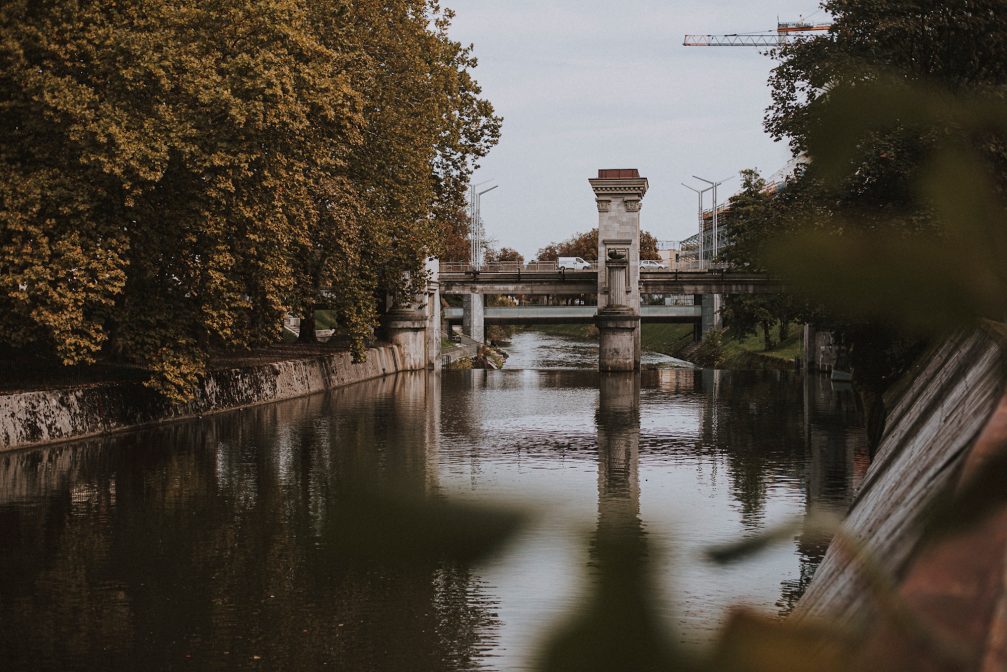 View of a sluice gate on Ljubljanica River in Ljubljana