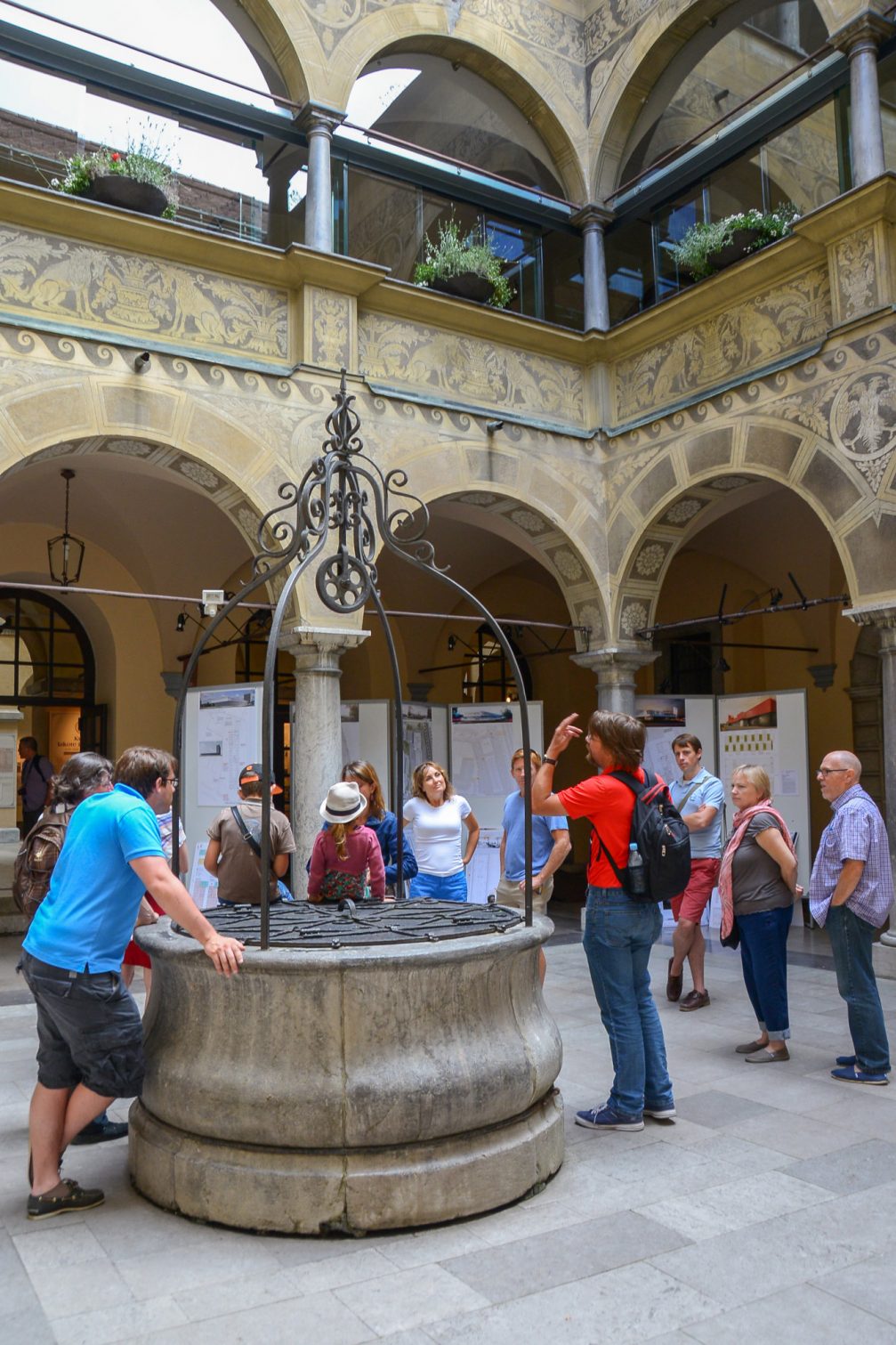 The Gothic courtyard inside of Ljubljana Town Hall in the capital city of Slovenia