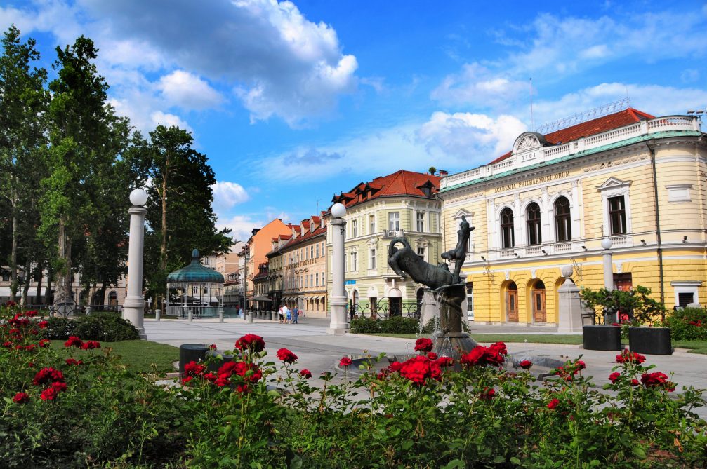 Slovenian Philharmonic Building at Congress Square in Ljubljana