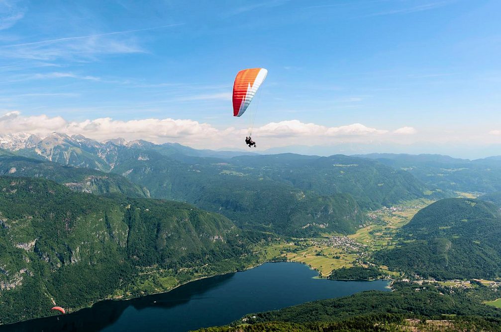 Tandem paragliding in Bohinj Valley in Slovenia