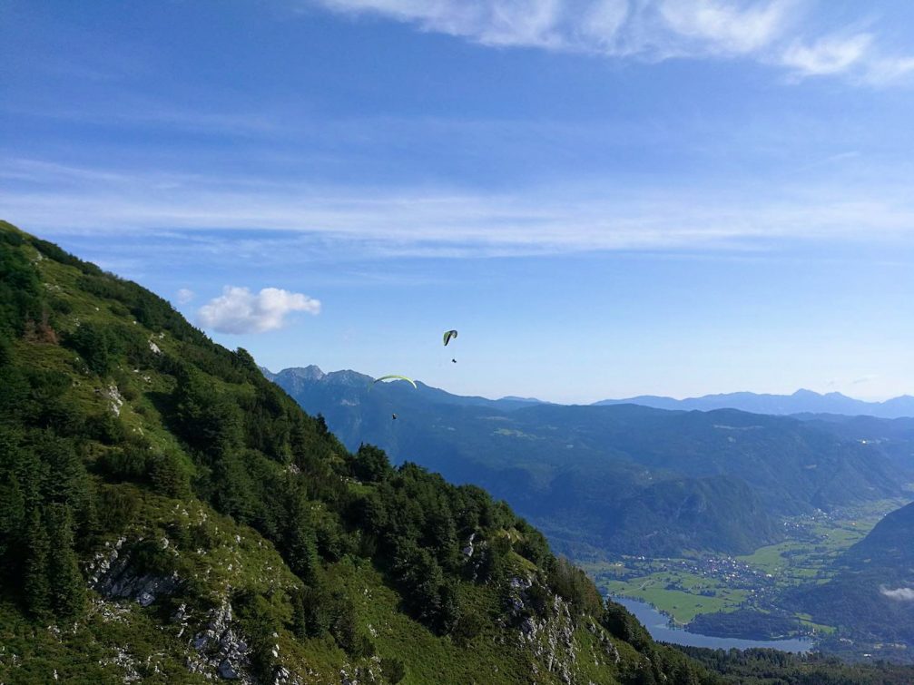 Tandem paragliding in Triglav National Park in Slovenia