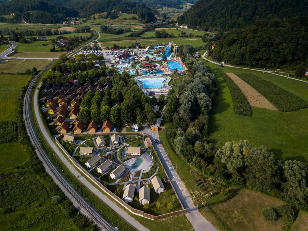 Thermal Park Aqualuna at Terme Olimia in Podcetrtek as seen from the air