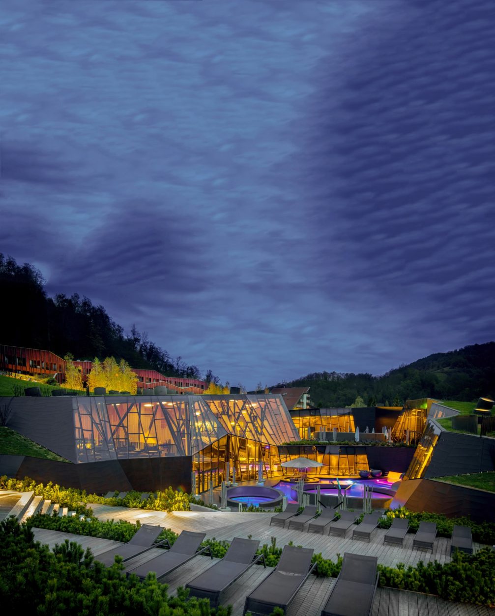 Exterior of Wellness Orhidelia thermal spa at Terme Olimia in Podcetrtek