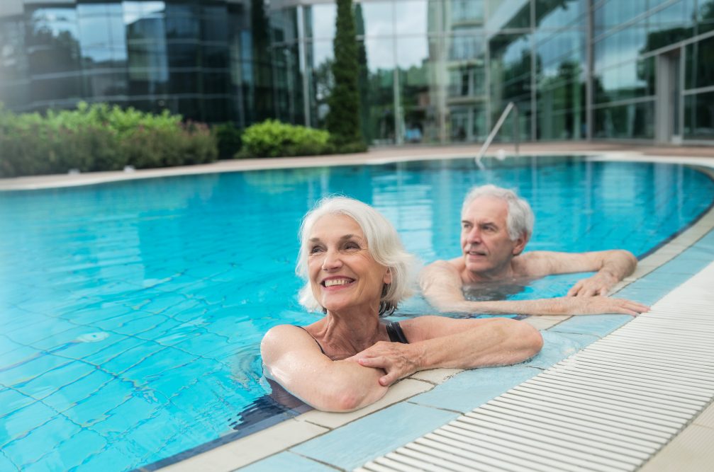 Outdoor thermal pool at Terme Catez Thermal Bath Spa in Slovenia