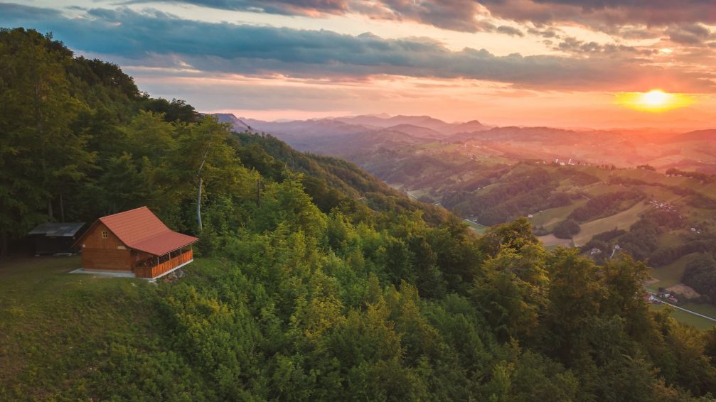 View of Podcetrtek Countryside from Rudnica Hill in eastern Slovenia