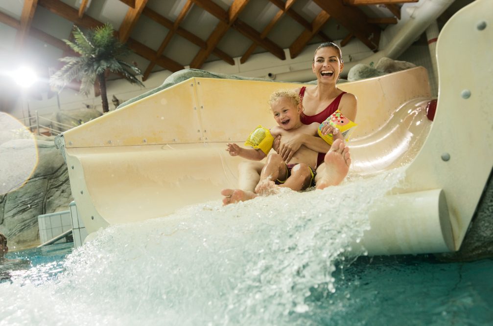 A child friendly water slide of Winter Thermal Riviera at Terme Catez in Slovenia 