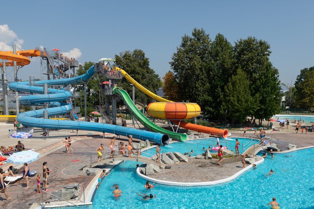 Water slides of Summer Thermal Riviera at Terme Catez Bath Complex in Slovenia