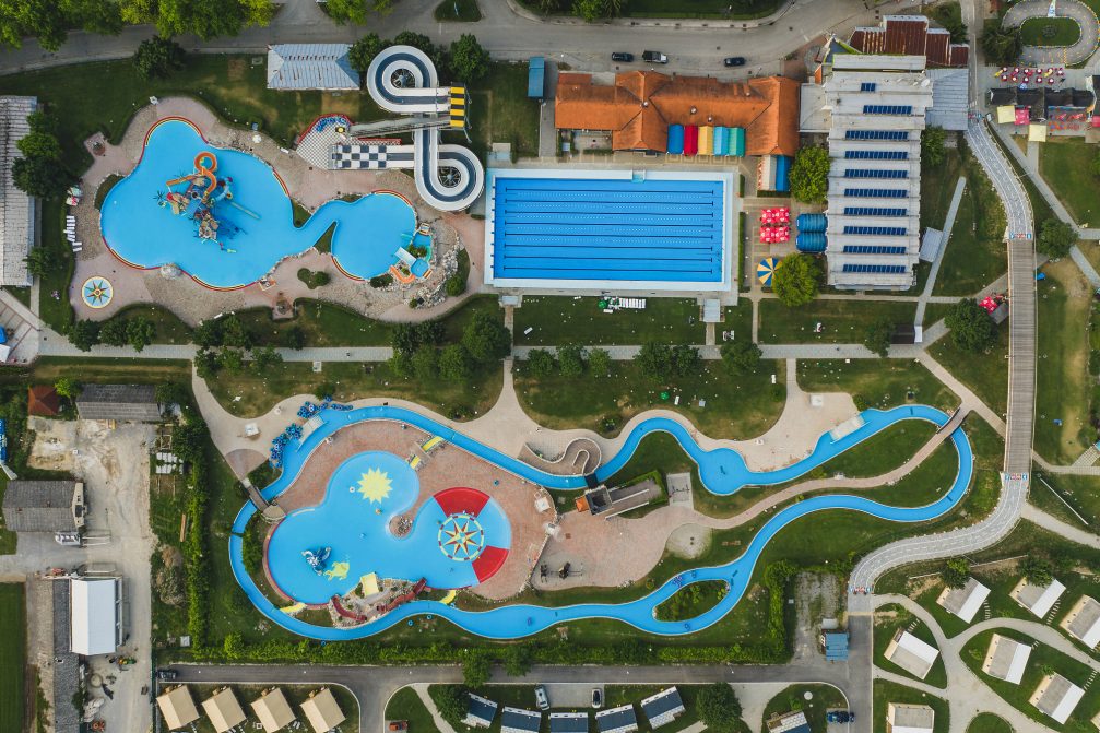 Summer Thermal Riviera at Terme Catez Resort in Slovenia as seen from the air