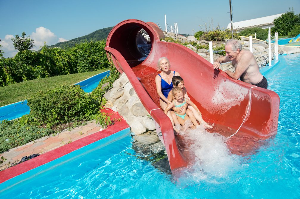 A child friendly water slide of Summer Thermal Riviera at Terme Catez in Slovenia