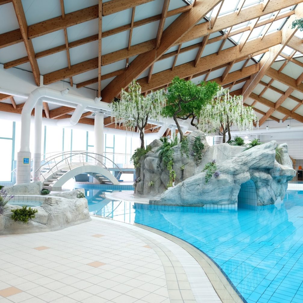 View of indoor pools at Terme Catez in Slovenia