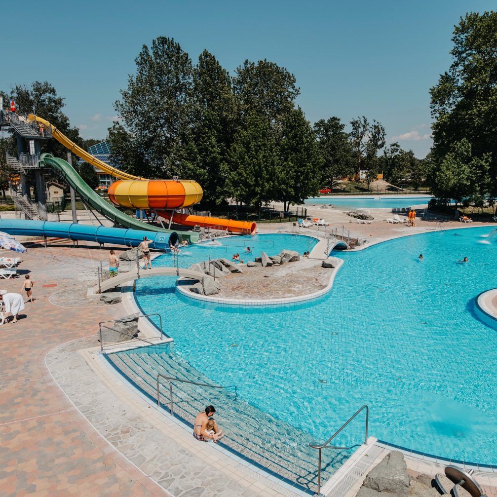 Outdoor pools at Terme Catez Complex in summer