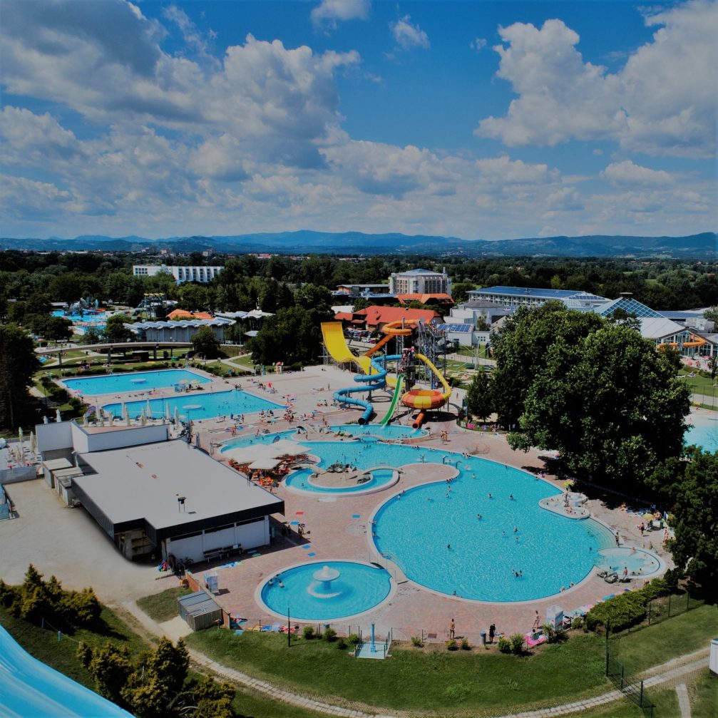Outdoor thermal pools at Terme Catez Complex in Slovenia