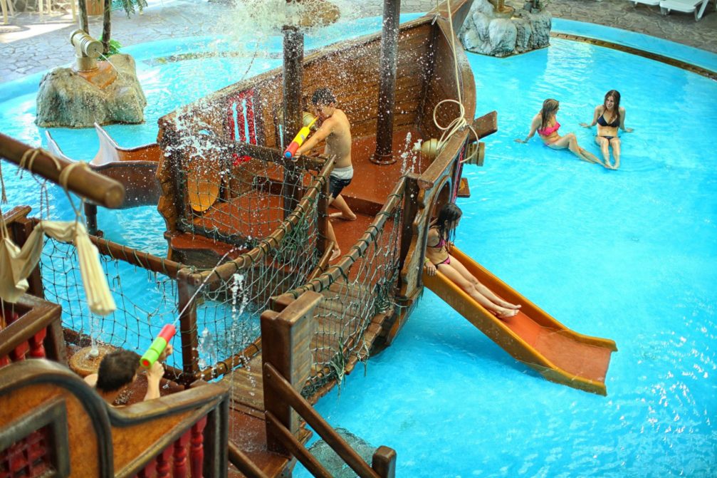 Pirates Ship attraction at the indoor part of the complex at Terme Catez in Slovenia