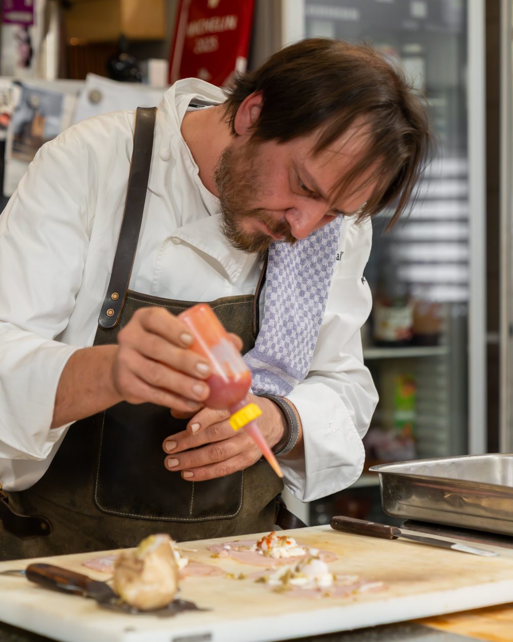 David Vracko preparing dishes at Restaurant Mak in Maribor.