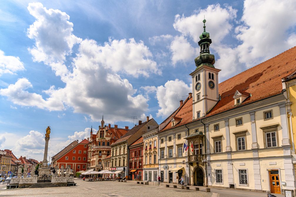 Main Square in Maribor historic old town in Slovenia