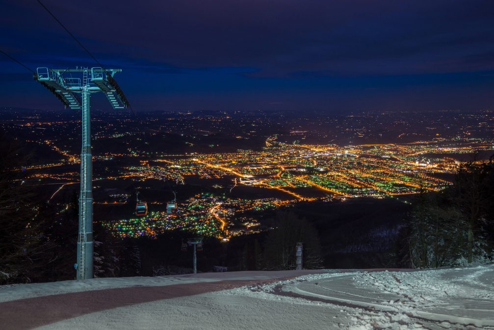 Maribor as Seen from Pohorje Ski Slopes at Night, Slovenia