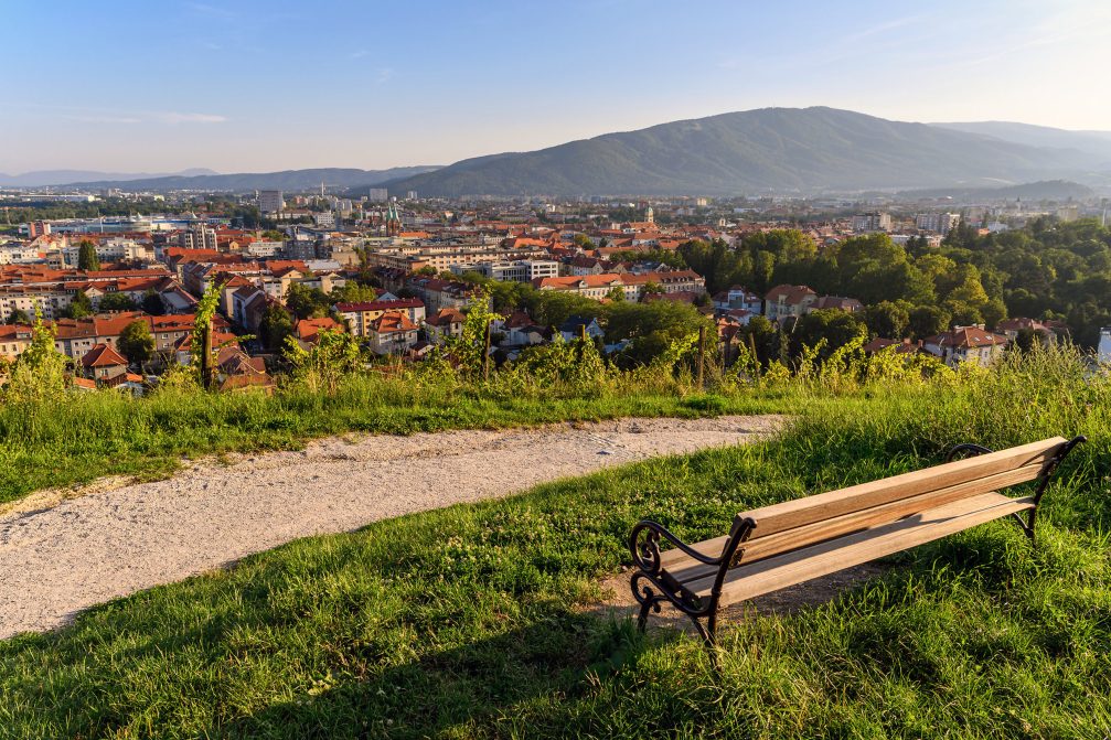Bench with a view over Maribor, Slovenia