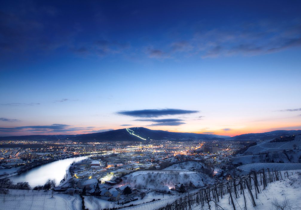 View of Maribor covered in snow in winter