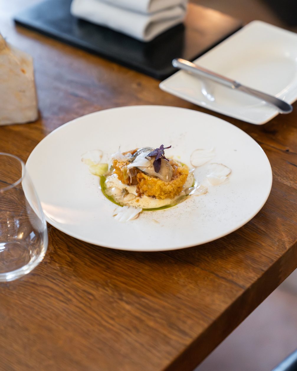 A dish created by chef David Vracko on the table of Restaurant Mak in Maribor.